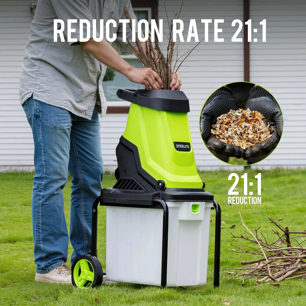 Deli 15 Amp Electric Wood Chipper Shredder