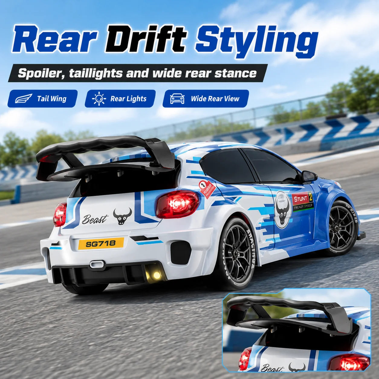 ZNLYRION SG718 1: 24 Scale 4WD RC Drift Car With Replaceable Racing Drift Tires