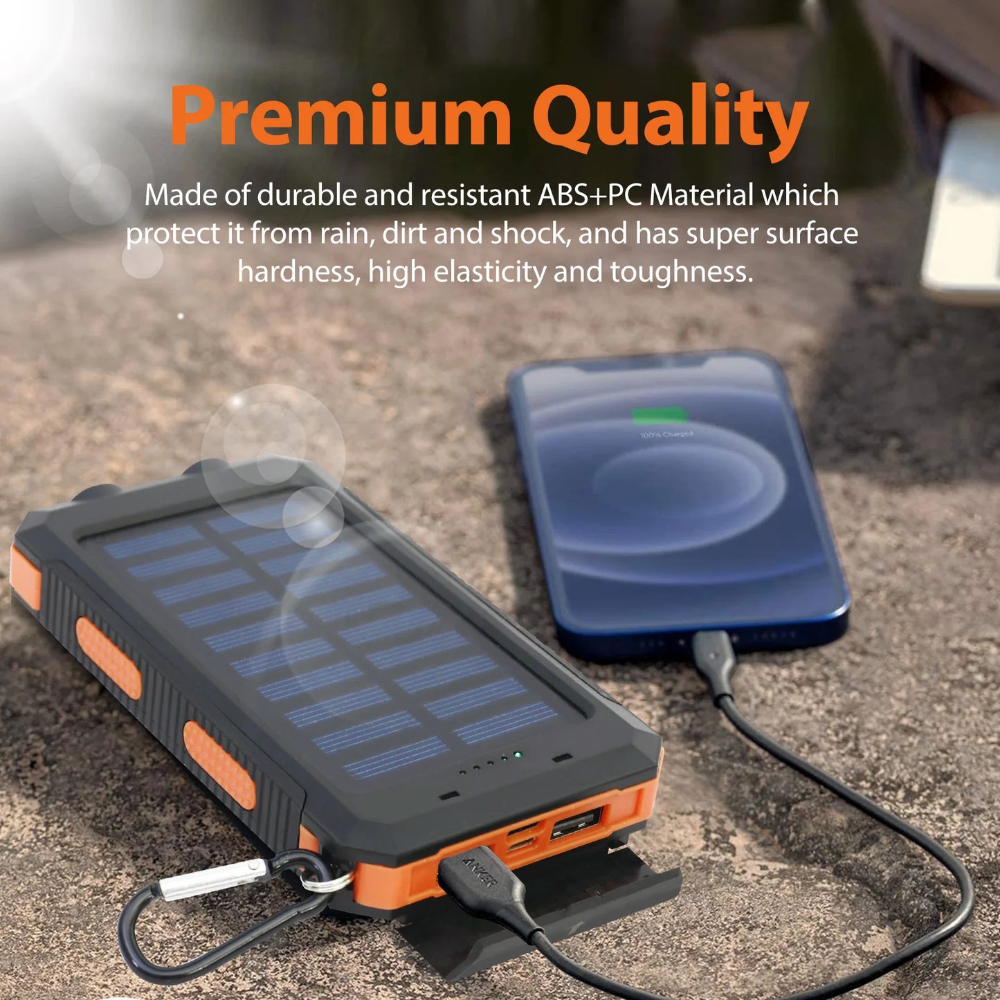 20000mAh Solar Power Bank Portable Solar Charger Waterproof