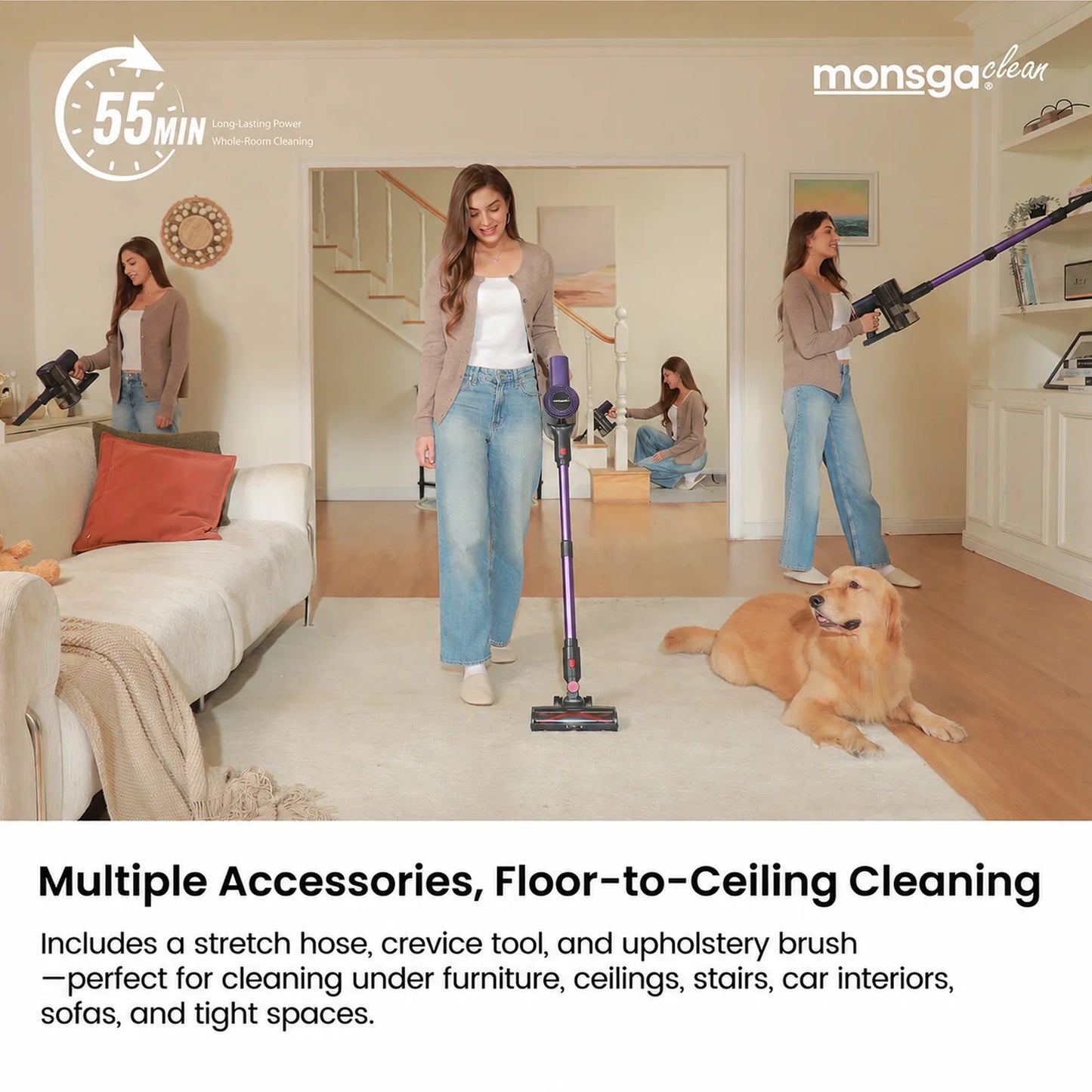 Monsga 55KPA 450W Cordless Vacuum Cleaner