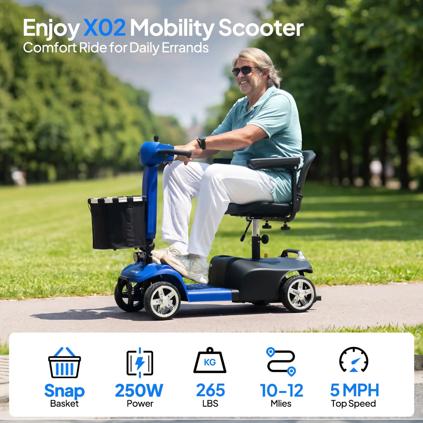 TIETIE 4-Wheel Electric Mobility Scooter for Seniors