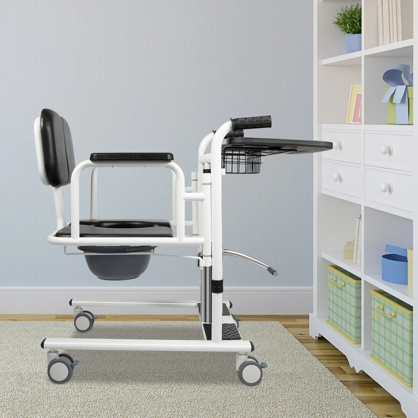 Hydraulic Patient Lift Portable Home Seamless Steel Transport Wheelchair