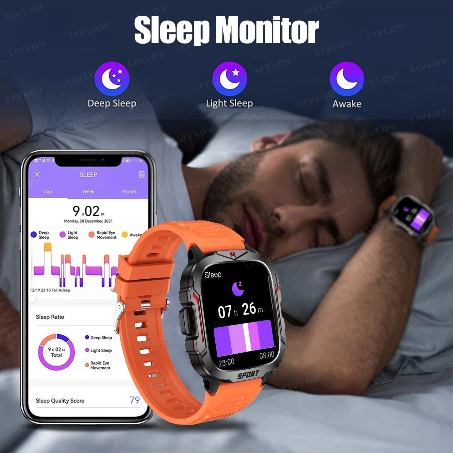Strong Flashlight Smart Watch for Men/Women
