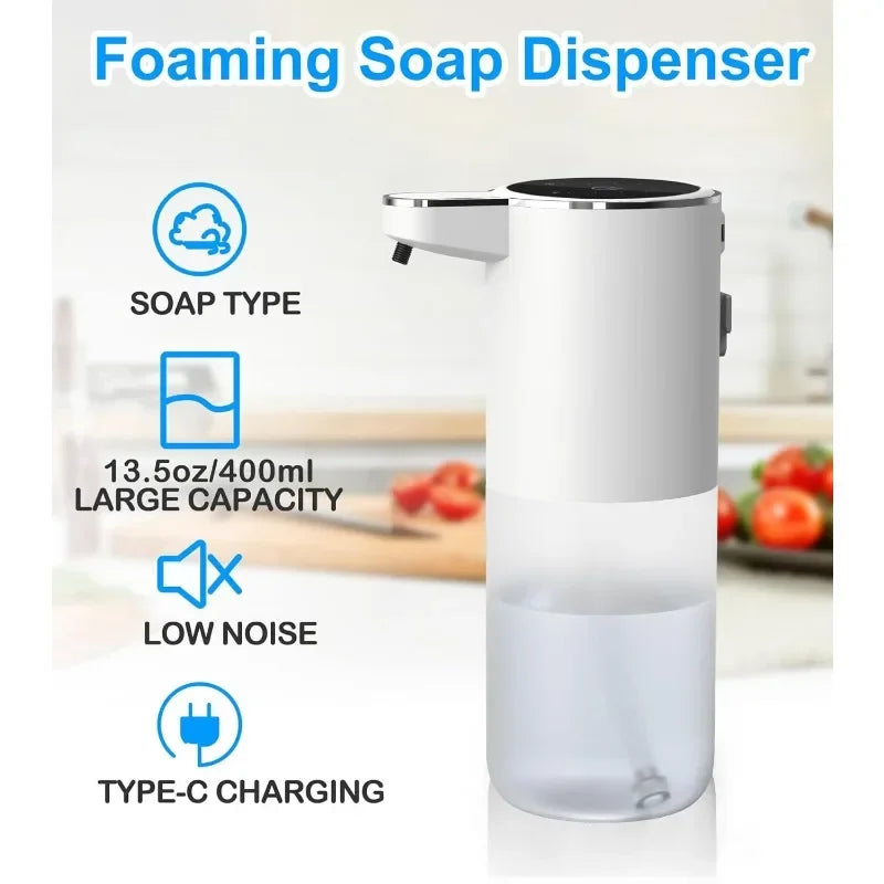 Foaming Soap Dispenser, Touchless Automatic Soap Dispenser , USB Rechargeable, 13.5oz/400ML Wall Mount Soap Dispenser