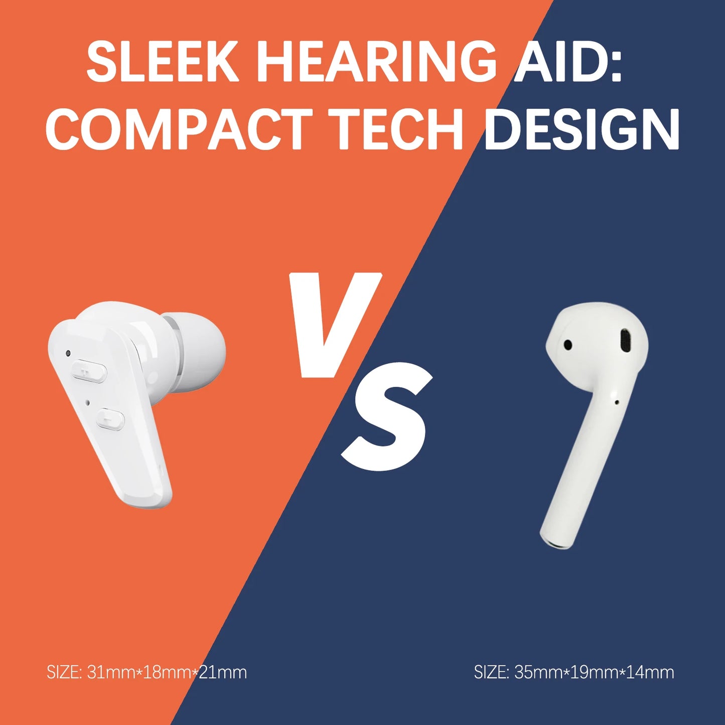 JINGHAO 1 Pair Rechargeable Hearing Aids Auto On/Off