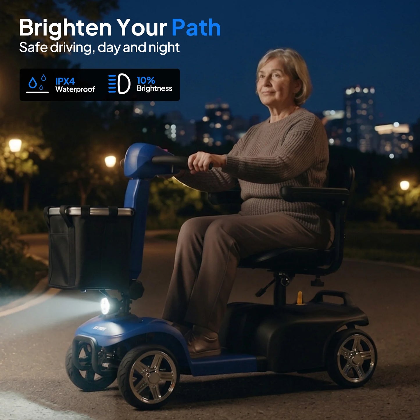 X02 4 Wheel Folding Electric Senior Mobility Scooter 250W Motor