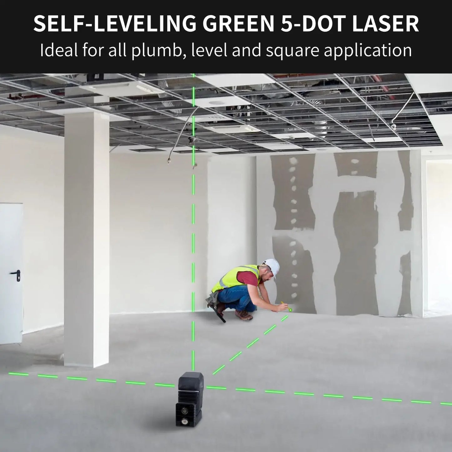 FIRECORE 5-Point Green Laser Level with Magnetic Base