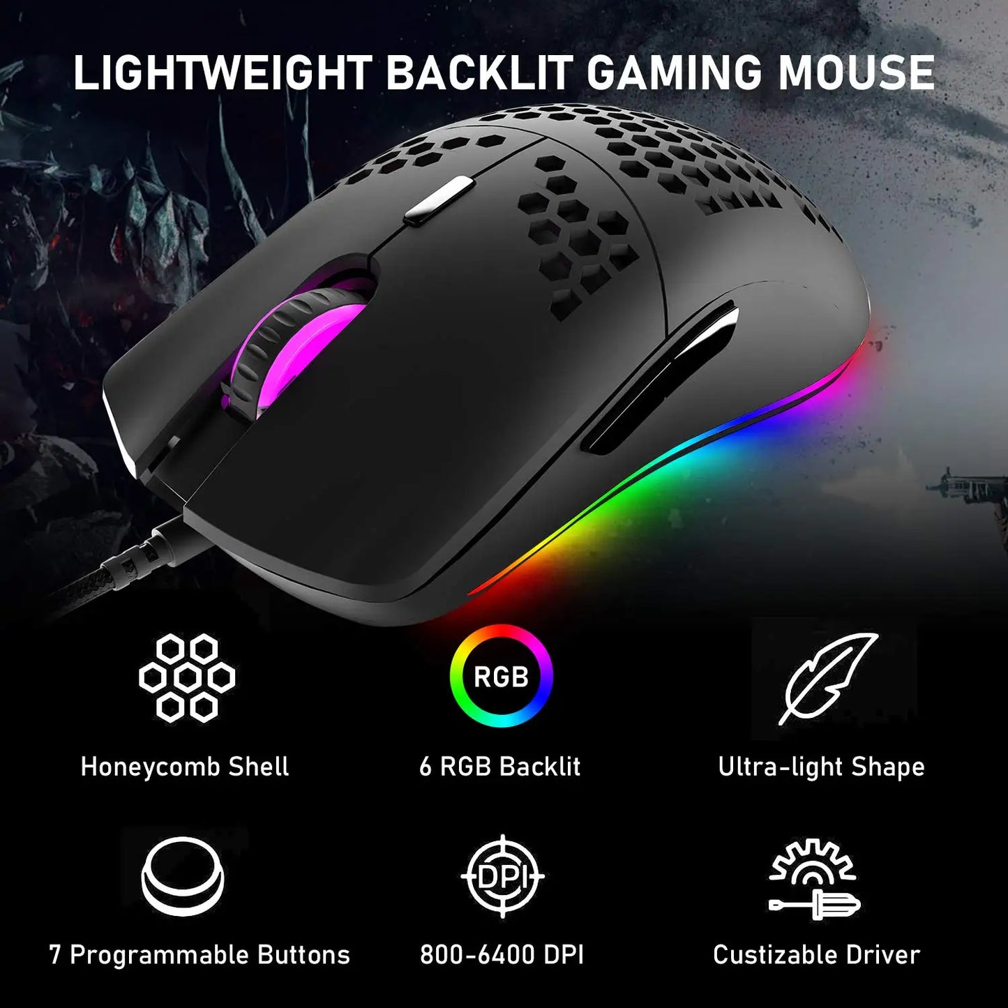 LED Backlit Wired Mechanical Keyboard, Gaming Mouse