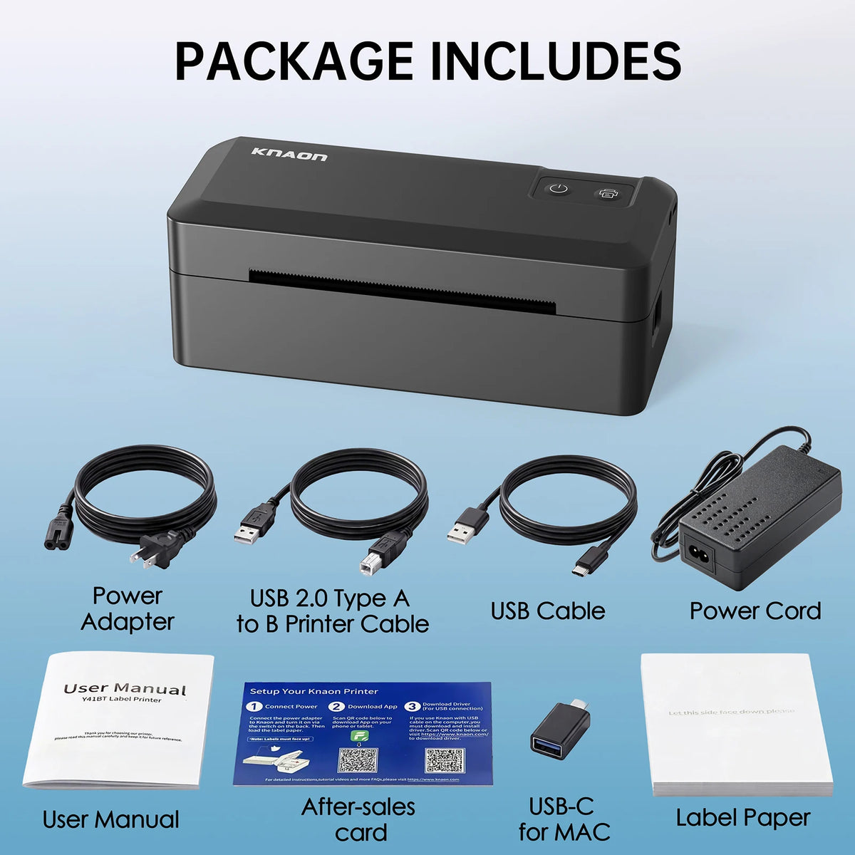 Knaon Thermal Shipping Label Printer, 4x6 Bluetooth Label Printer for Small Business and Home, Supports iPhone, Android, Windows, Mac, Chromebook