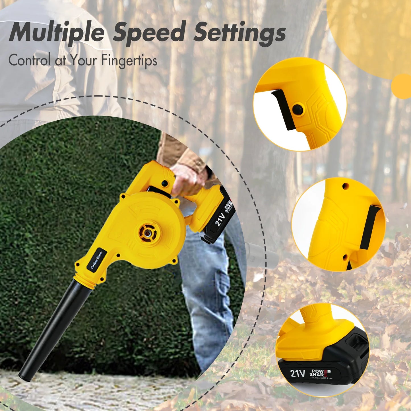 Blower 21V Portable Cordless Leaf Blower