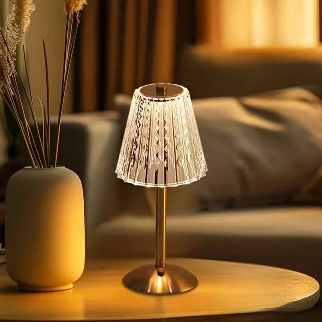 1/2 pcs Rechargeable Crystal Table Lamp with Touch Dimmable
