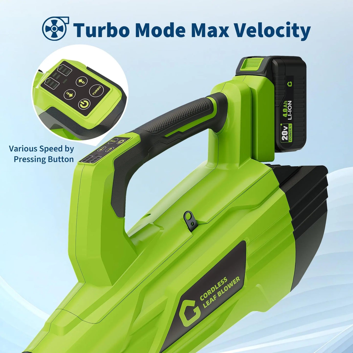 HiMISS 20V Cordless Leaf Blower 700CFM