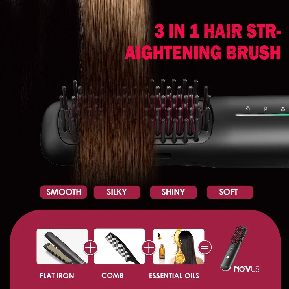 NOVUS Wireless Hair Straightener Brush Electric