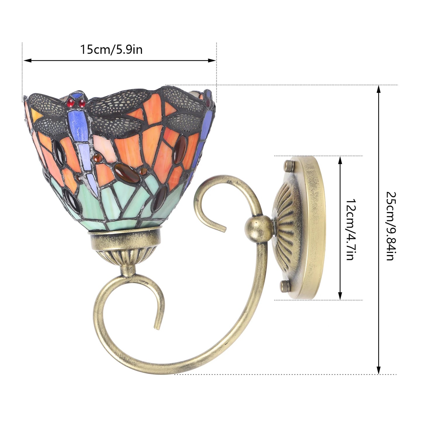 Stained Glass Wall Light, Retro Dragonfly Design