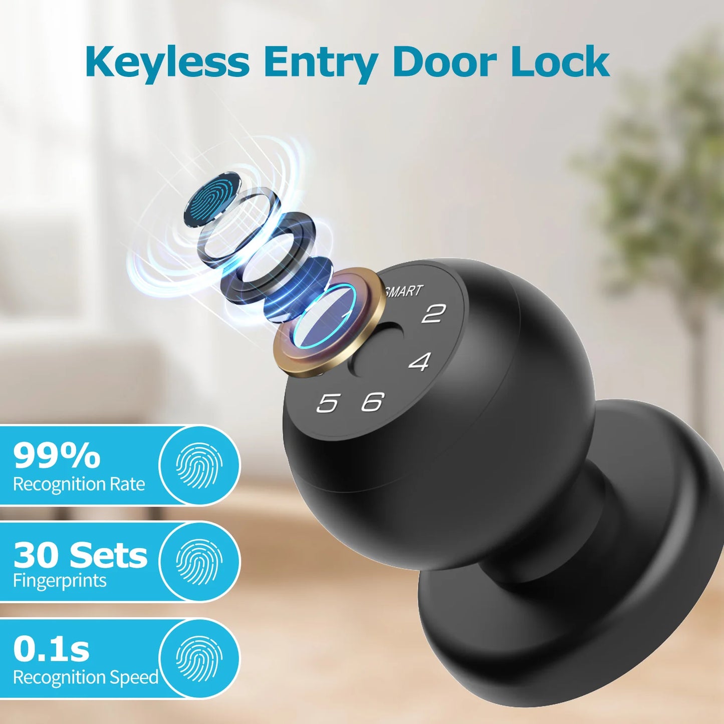 Viladepot Ball Shaped Smart Lock Fingerprint Door Lock App Control