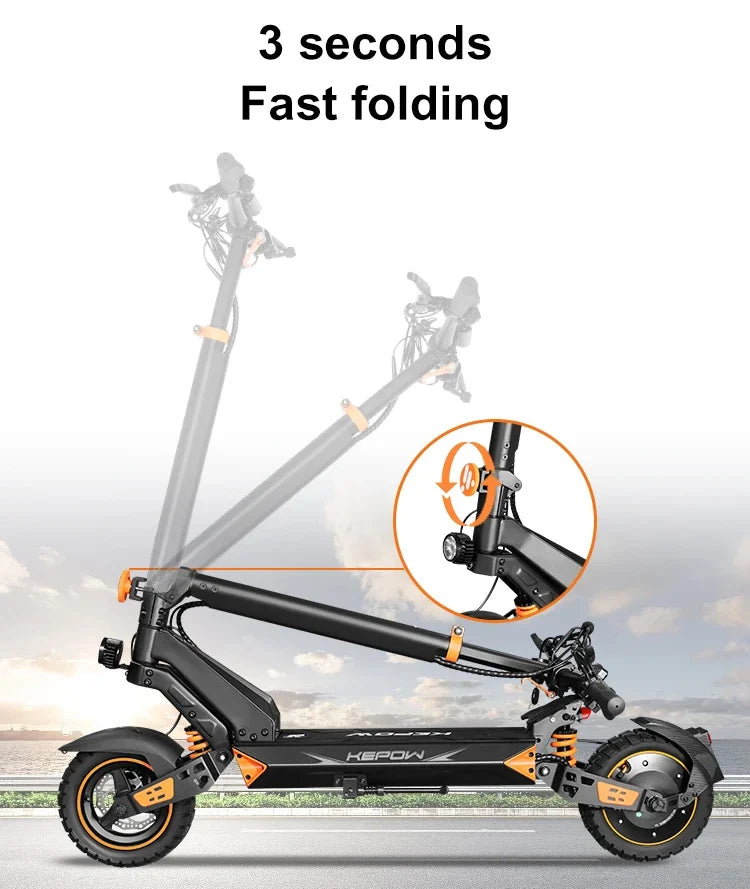 KEPOW D3 Electric Scooter 52V 20.8Ah Battery 1200W Peak Motor