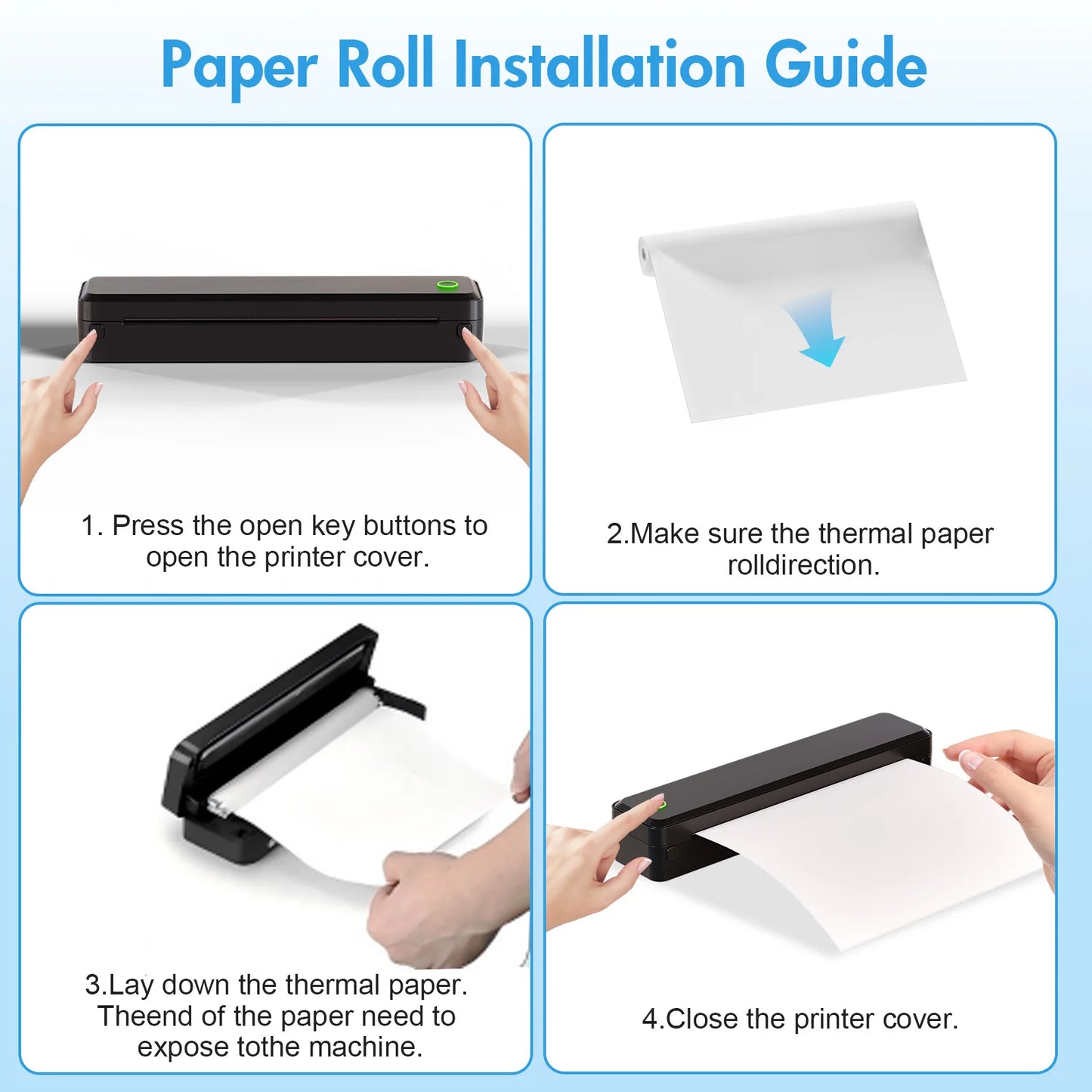Portable Printers Wireless Inkless Thermal