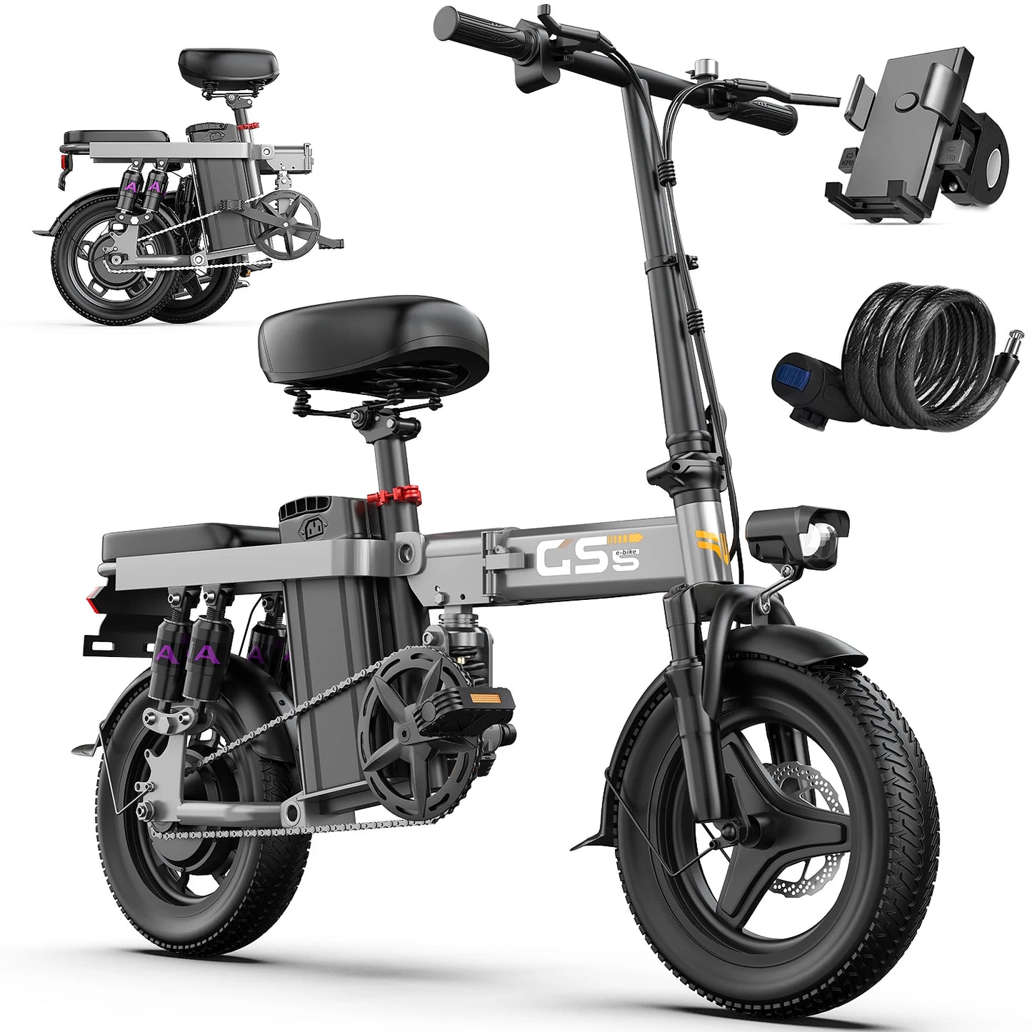 UPlee GS5 48V E-Bike, 20+MPH,740W Folding Electric Bicycle