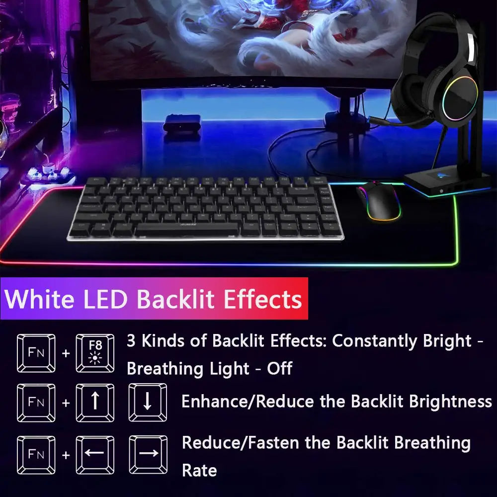 LED Backlit Wired Mechanical Keyboard, Gaming Mouse