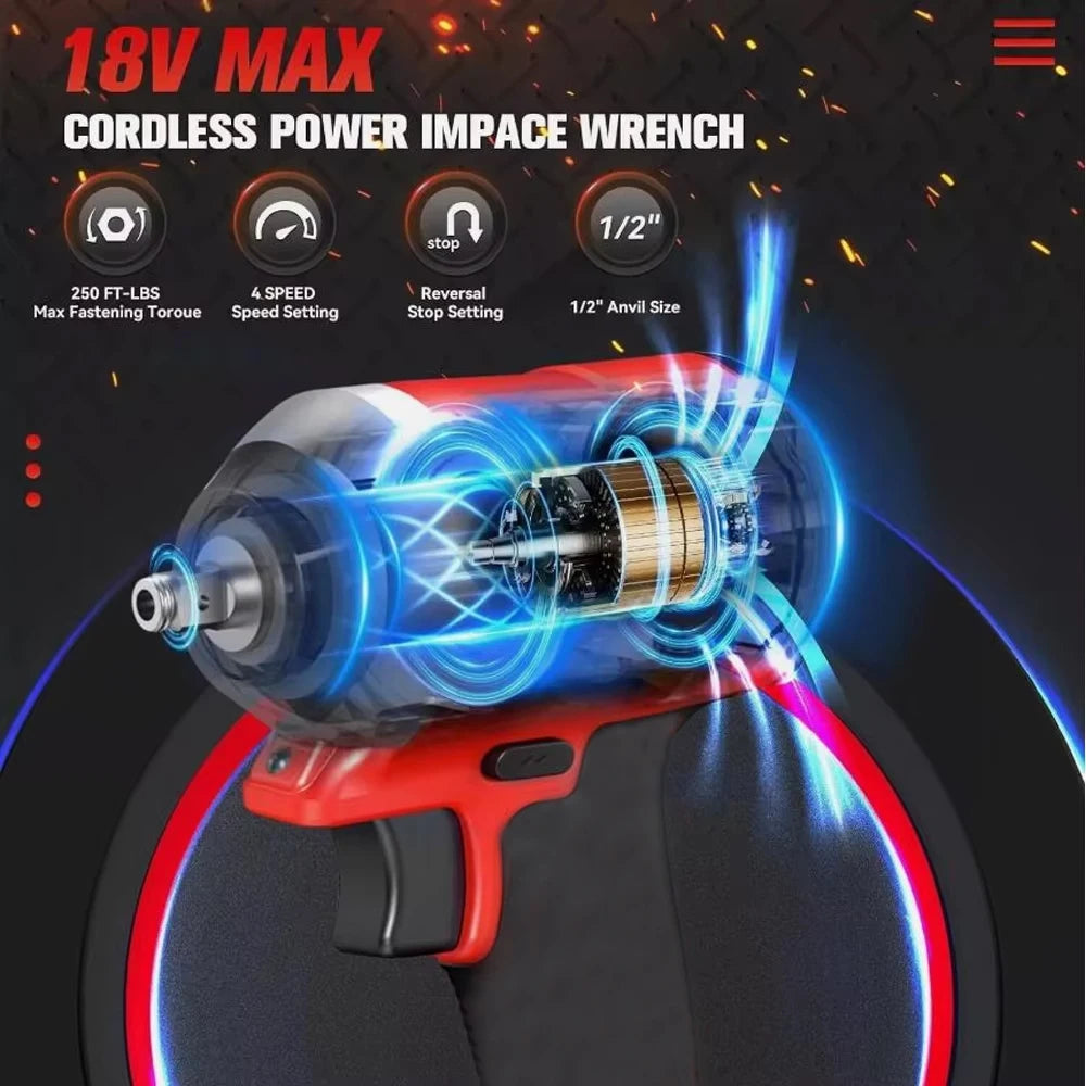 Magnitt Brushless Impact Wrench 500N.m Electric Driver 1/2"