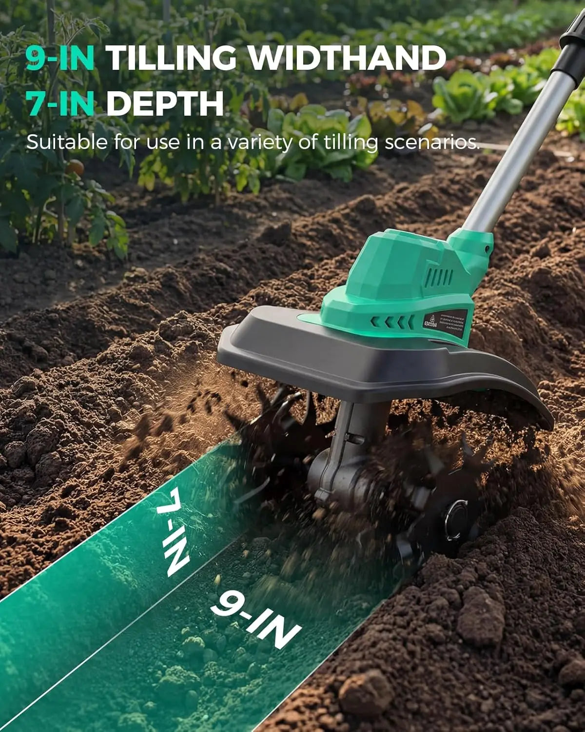 21V Cordless Tiller Cultivator for Gardening