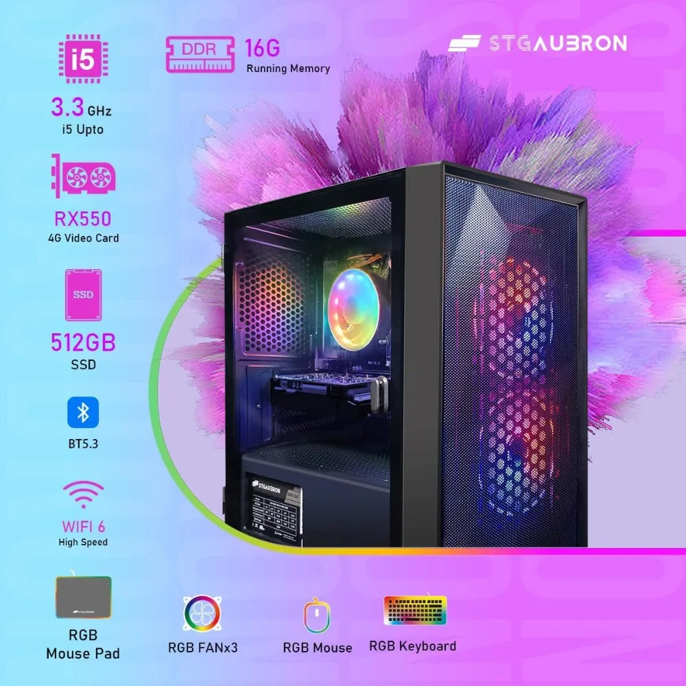STGAUBRON Computers & Tablets Prebuilt Gaming PC Desktop