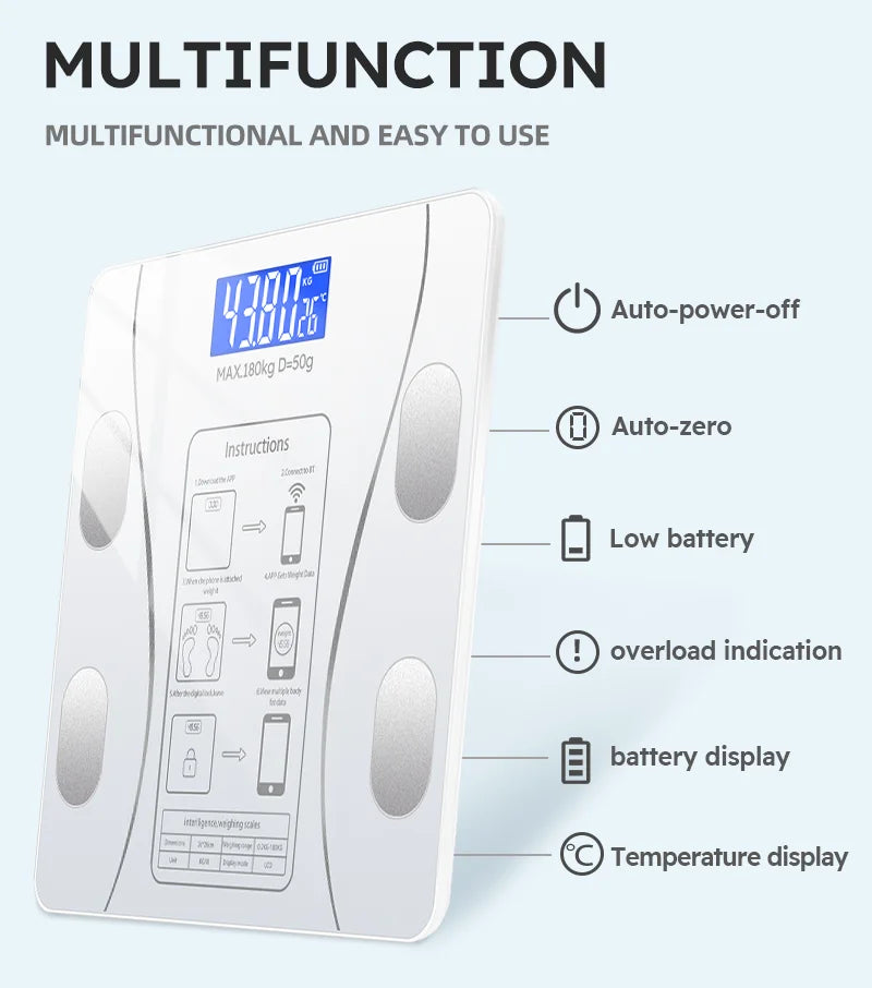 Smart Body Fat Scale Wireless LED Digital Bathroom Scale