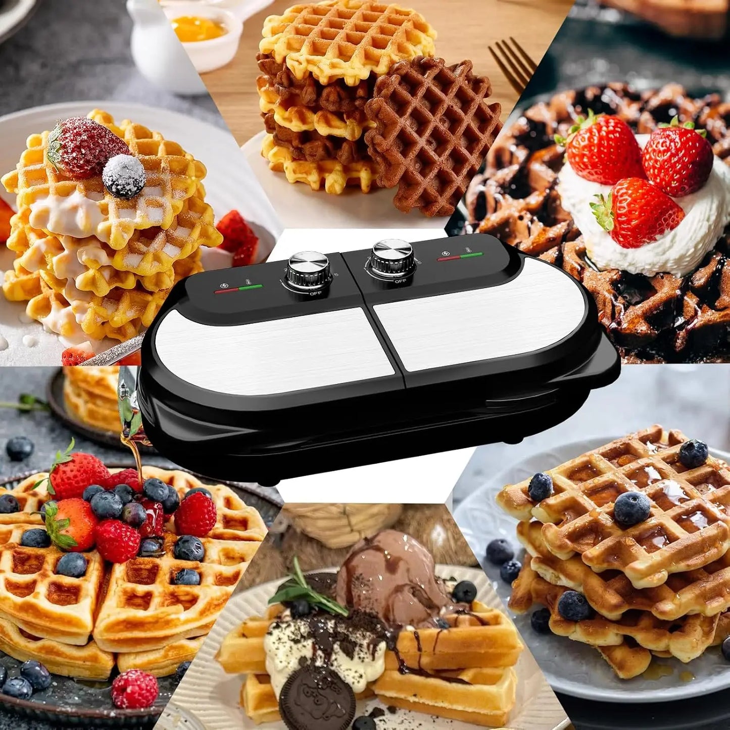 YASHE Double Waffle Maker 6 Inch