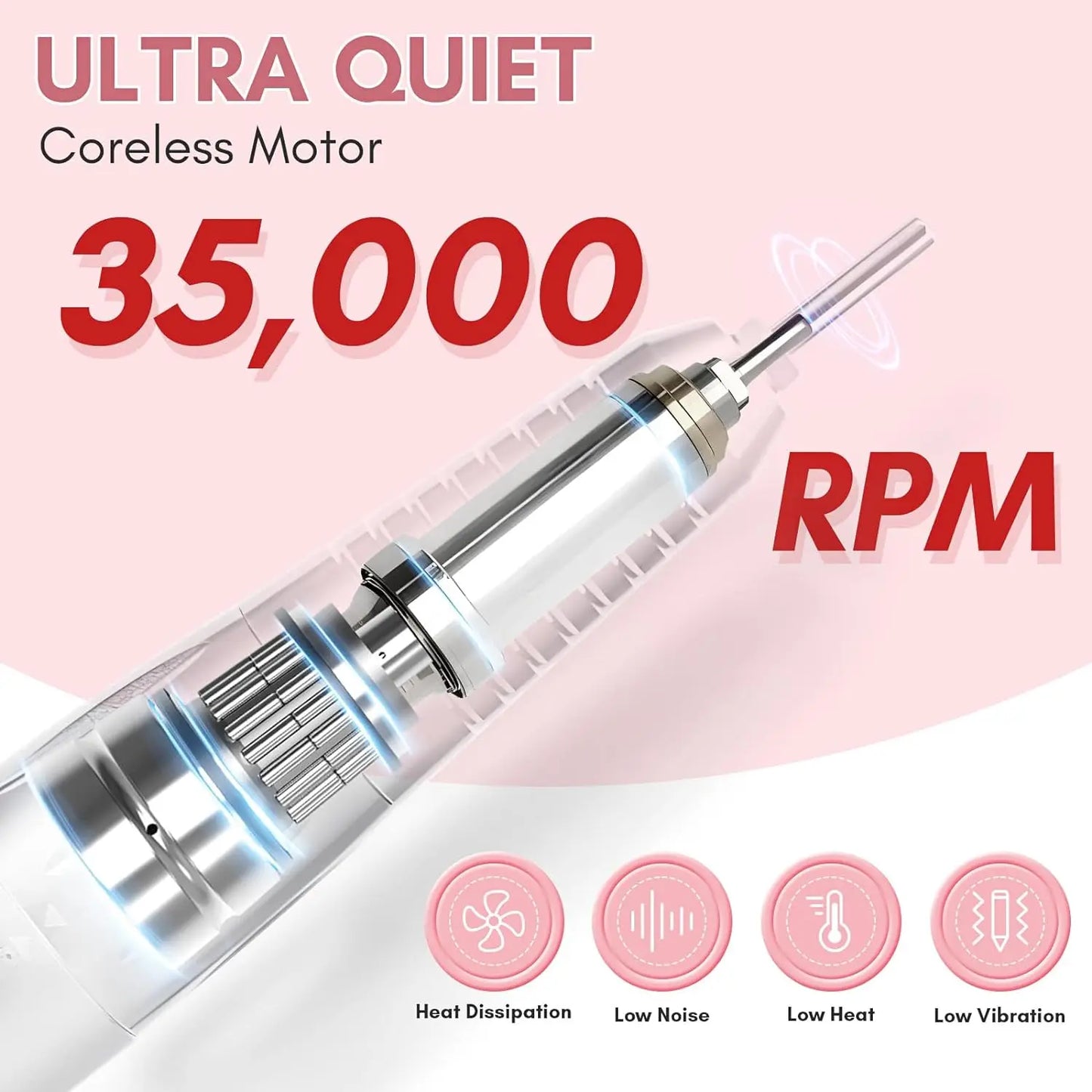 Makartt Professional Nail Drill, 35000RPM Rechargeable