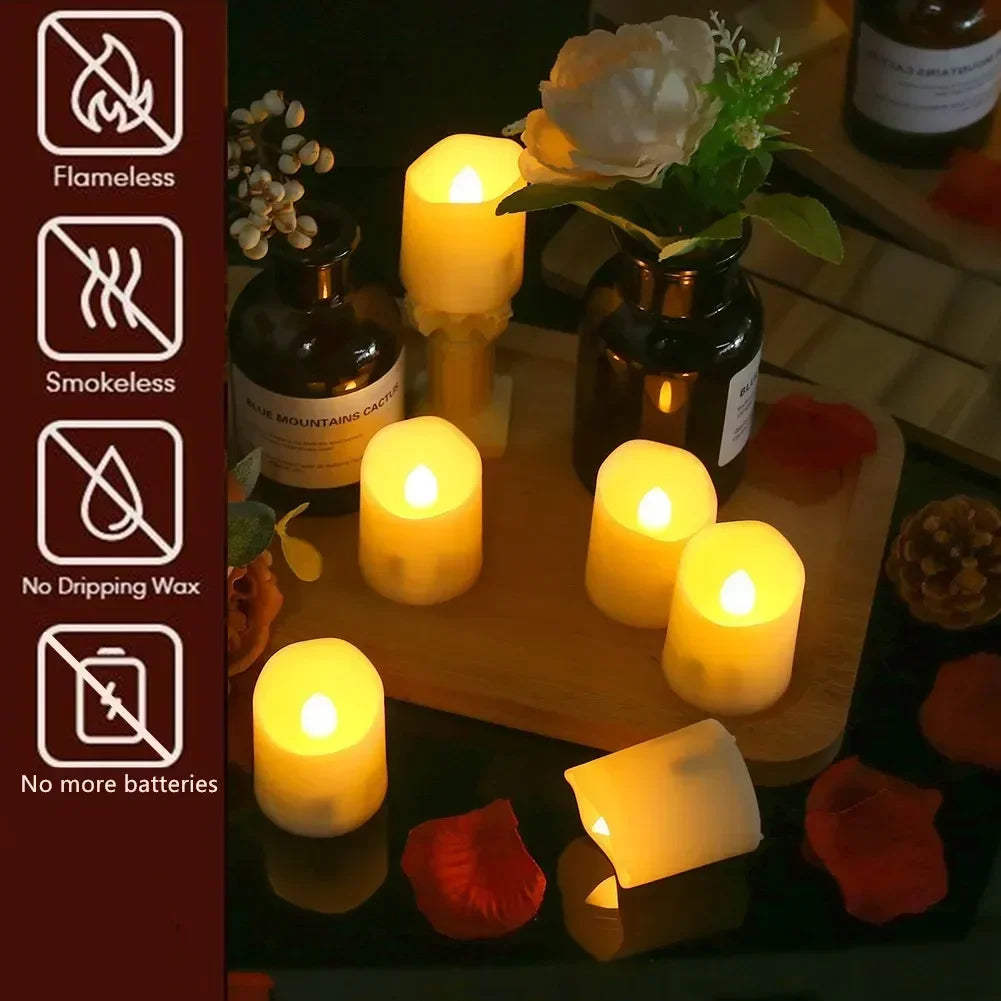 6Pcs/Set Rechargeable, LED Candle, Timer Remote, Flickering Flames
