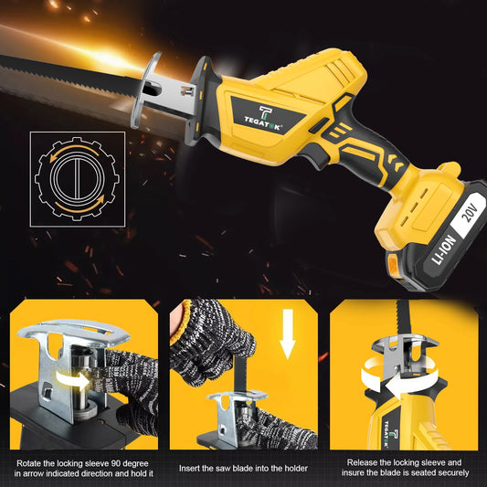 TEGATOK Cordless Reciprocating Saw Knife Saw Cutting Tool
