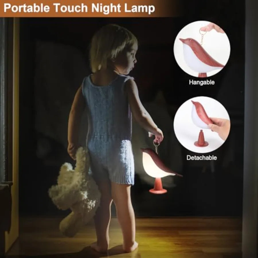 Bird Desk Lamp, Small Table Lamp Cordless Touch Dimmable Night Light