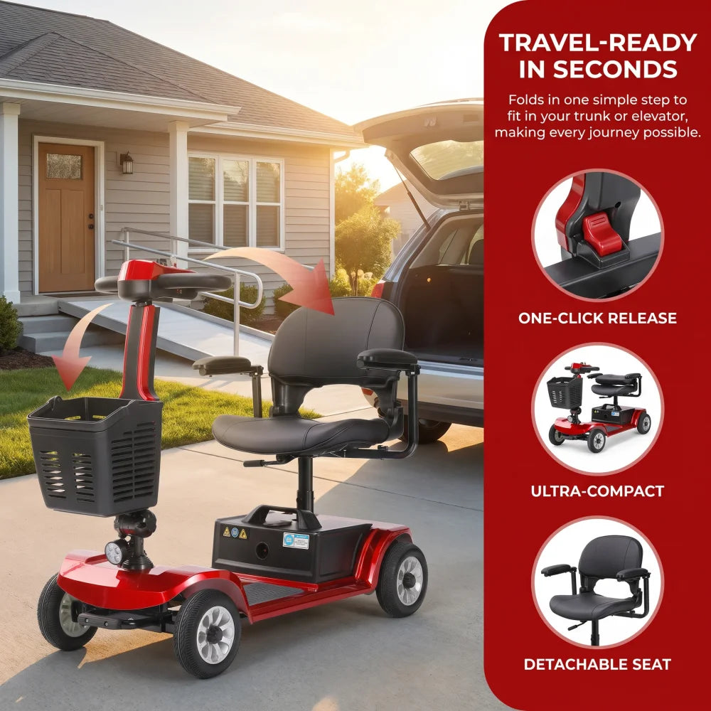 Unificare Red Portable Folding Mobility Scooter