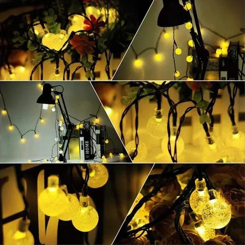 Solar String Lights Outdoor, Crystal Fairy Light, Christmas Garland