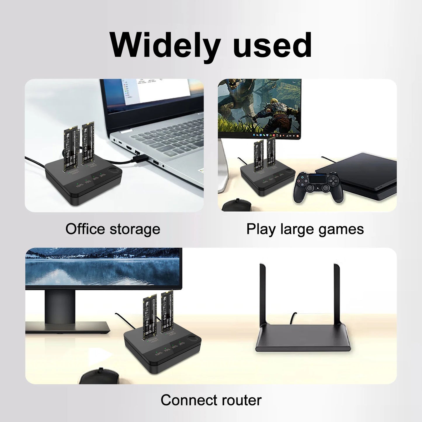 Dual-Bay Hard Drive Docking Station SSD Duplicator