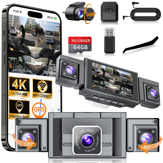 MUÜBAER 4K 360° 4-Channel Dash Cam