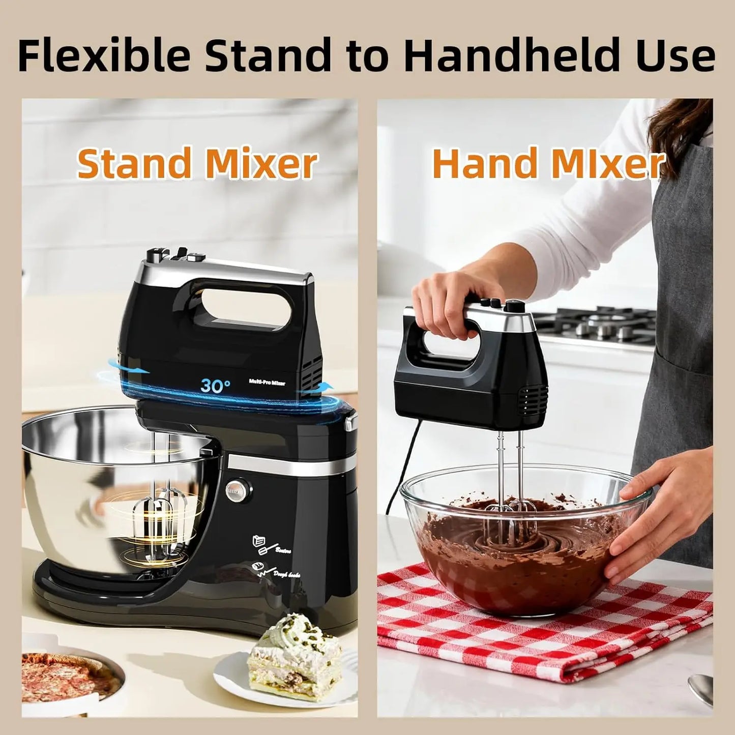 Multi Pro Mixer Stand Mixer 2-IN-1 Electric Kitchen Mixer