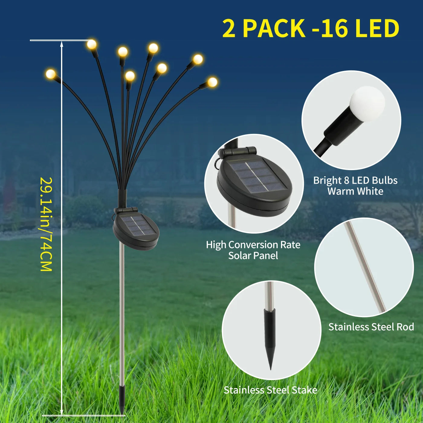 8-Head Solar Firefly Lights LED Solar Outdoor Decorative