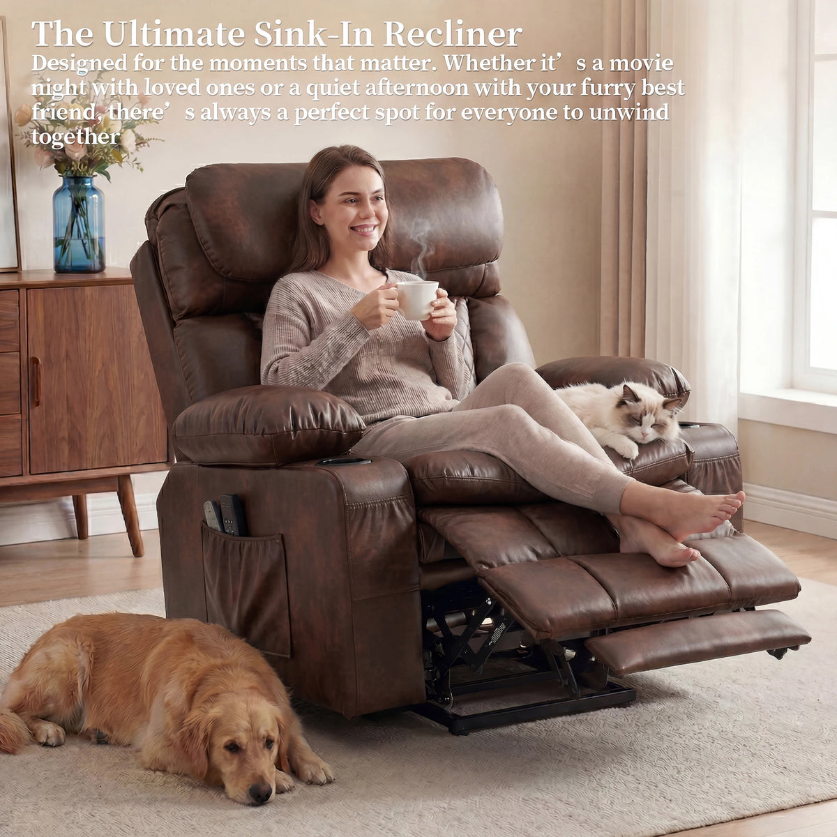 Redlife Oversized Dual Motor Power Lift Recliner for Seniors