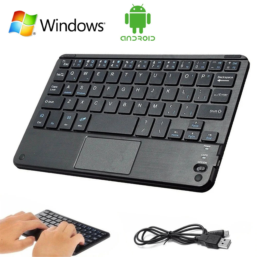 Mini Bluetooth Keyboard Ultra Slim Wireless Keyboard with Touch Pad Mouse for Android IOS Windows Tablet Laptop IPad Smartphone