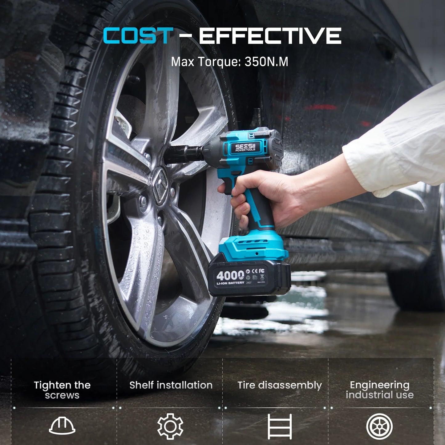 Seesii 3-In-1 Tool Combo Kit Rotary Hammer Drill Impact Wrench