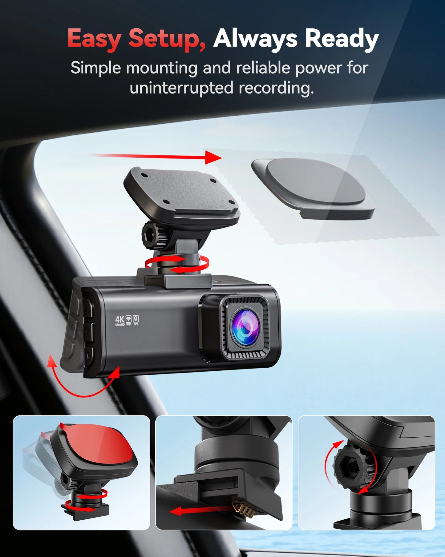 REDTIGER F7N Dash Camera Front and Rear 4k Dash Cam