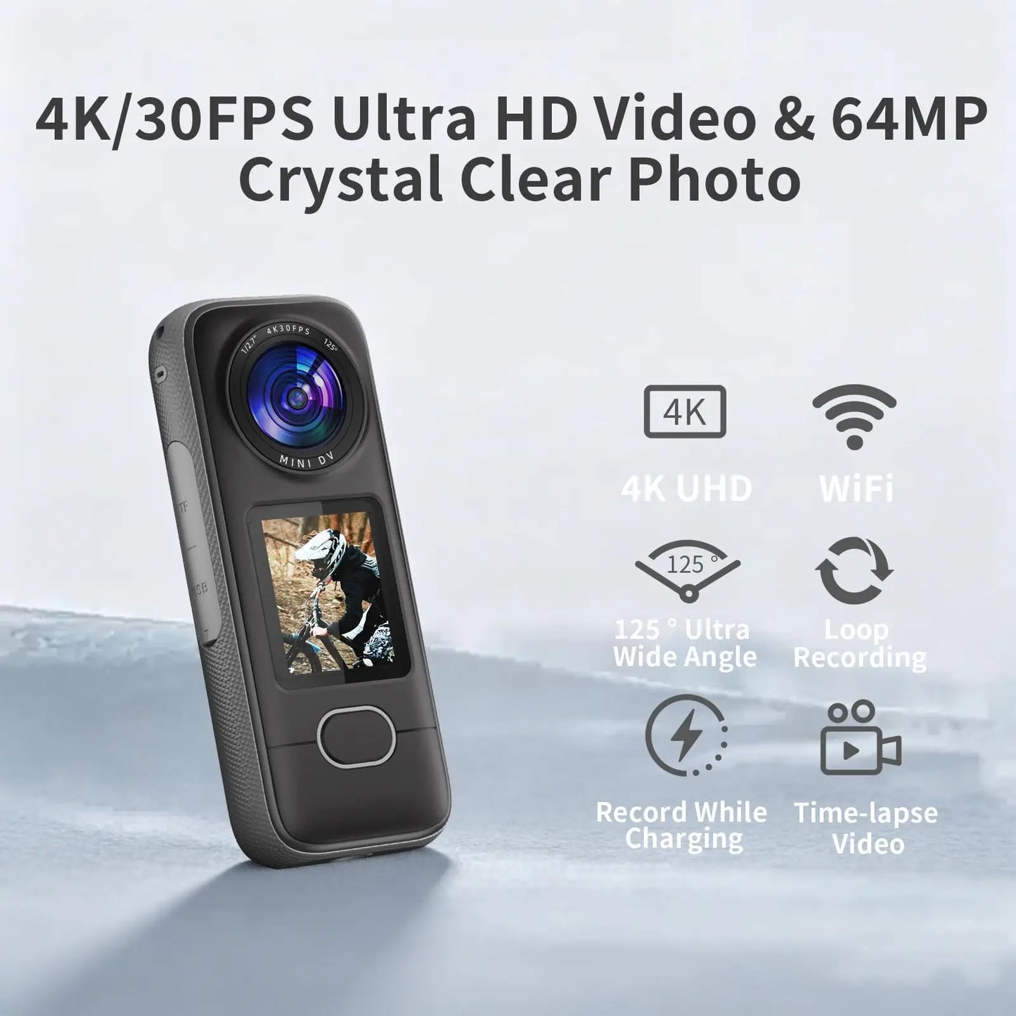 ZAKOTU 4K Action Camera Wi-Fi IPX6 Waterproof
