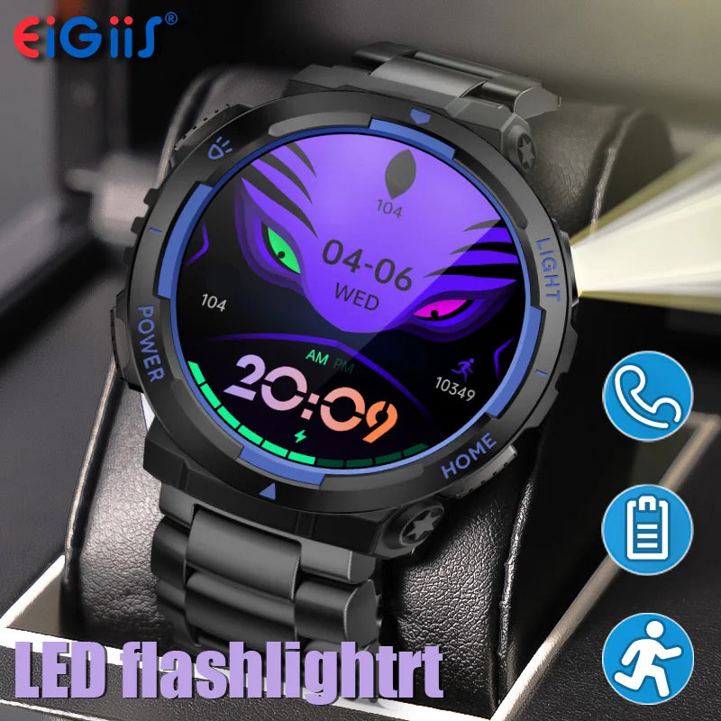 EIGIIS Smart Watches for Men with LED Flashlight