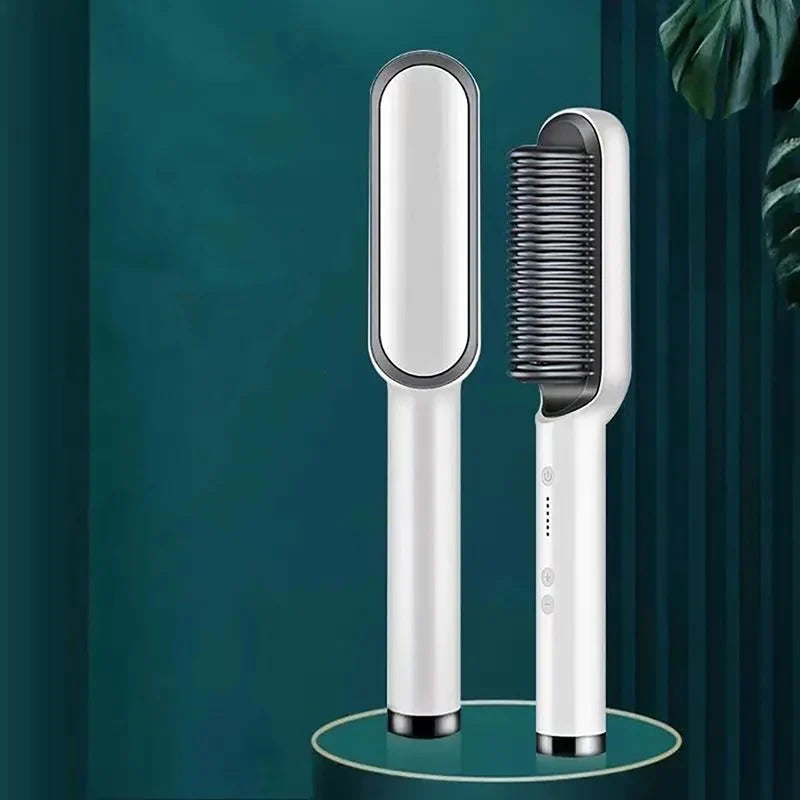 ROFAELEC Electric PTC Heat Straightening Brush One Step Hair Dryer 3 In 1 Ceramic Flat Iron Women Hair Straightener comb And Curling