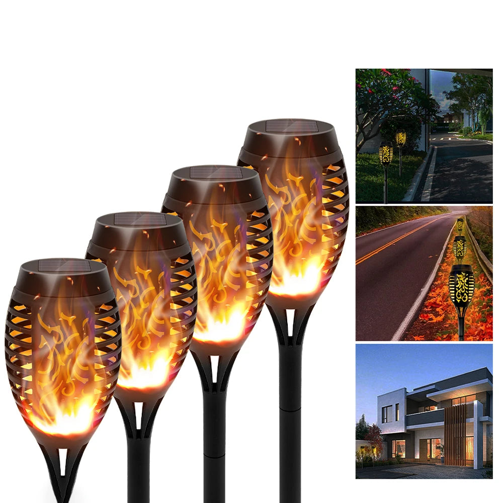 4/6/8/12Pcs Solar Flame Torch Light LED Flickering Outdoor