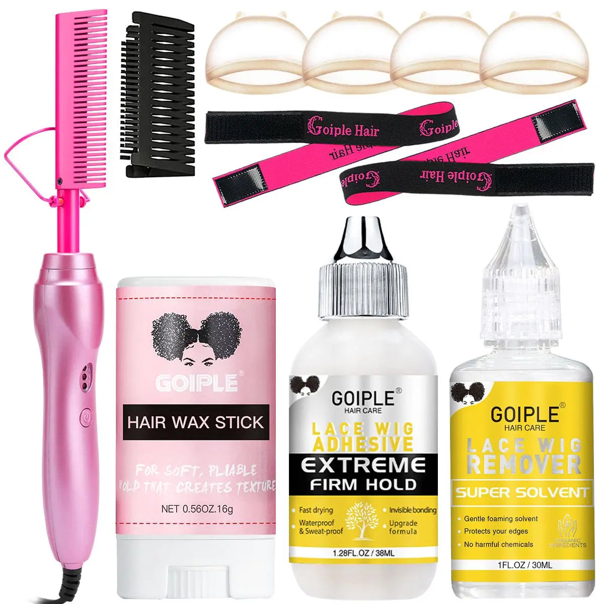 GOIPLE 3-In-1 Electric Hot Press Straightening Curler Comb Set
