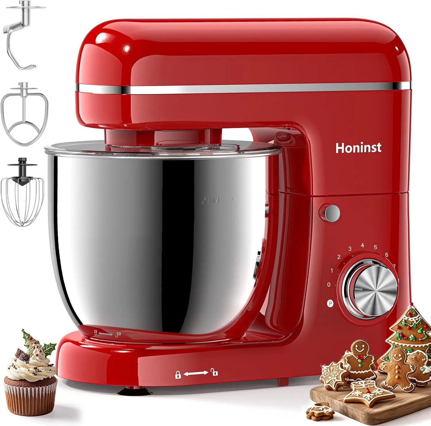 HONINST Stand Mixer, 3-In-1 8-Speed 660W 6.5QT