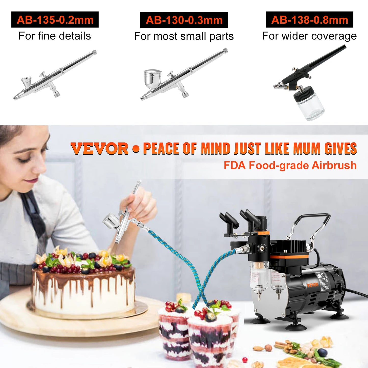 SucceBuy Professional Dual-Action Airbrush 120W Electric Spray Gun Air