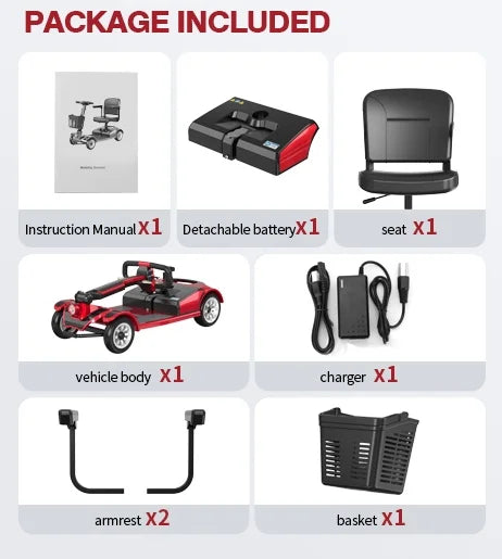 UNIFICARE Red Foldable 4 Wheel Mobility Scooter